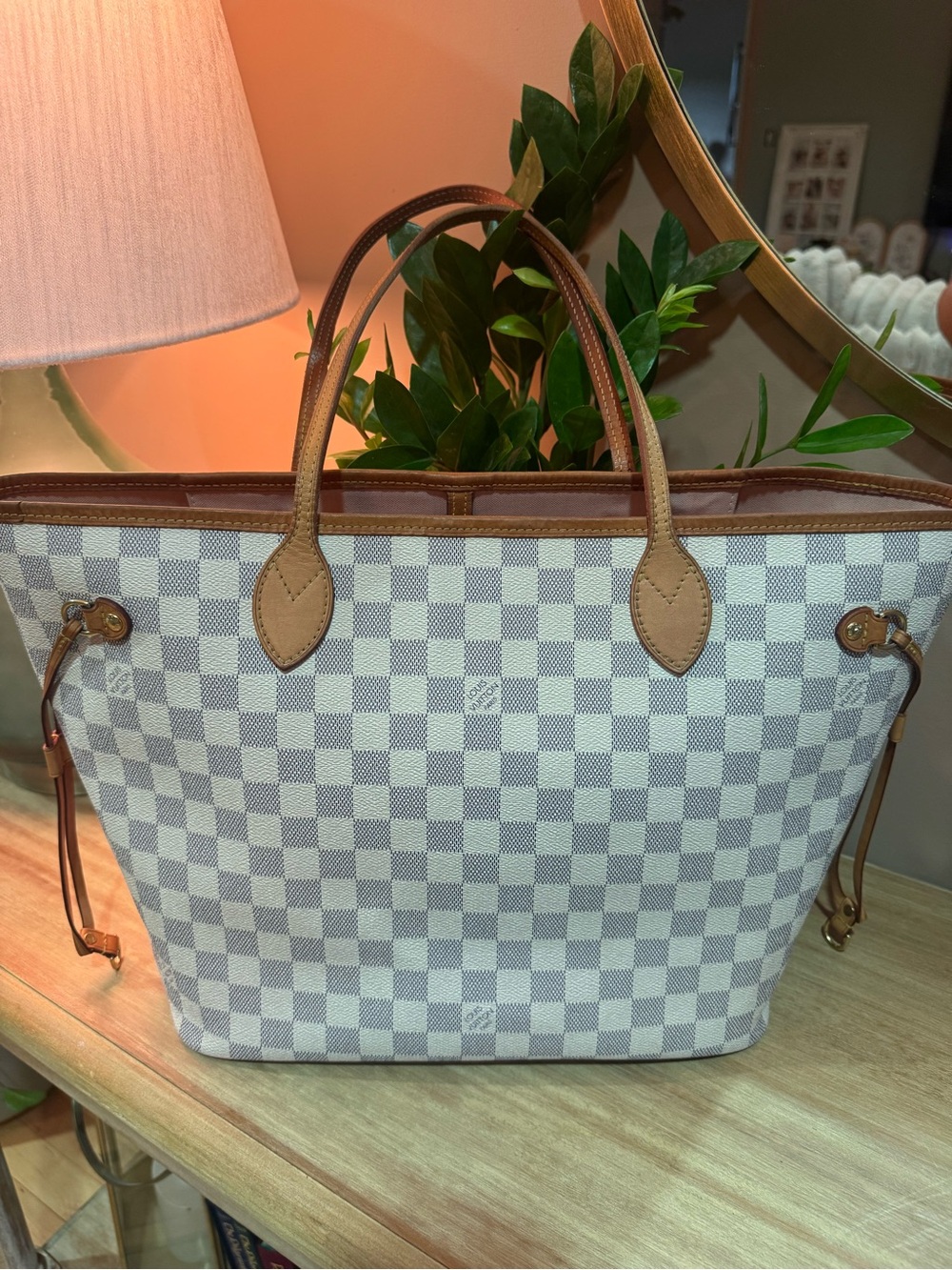 Louis Vuitton Neverfull MM Damier Azur + Rose Ballerine